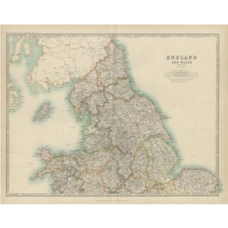Antique Map of England and Wales, 1909 For Sale