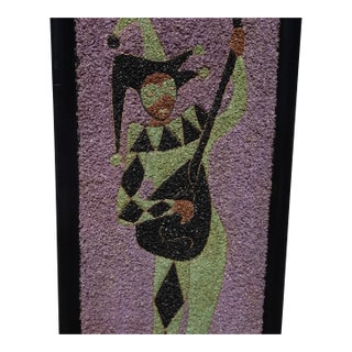Vintage Mid Century Modern Jester Mosiac of Stones Wall Hanging Picture For Sale