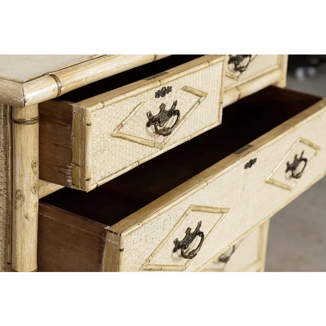 Wood 19th Century English Painted Bamboo Chest of Drawers, 1890s For Sale - Image 7 of 16