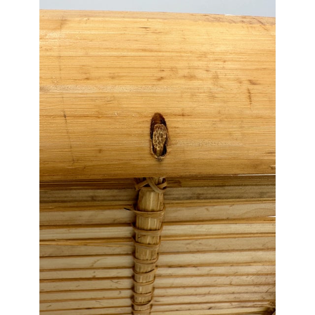 Brown Mid 20th Century Light Bamboo Slat Lap Serving Tray With Cane Handle For Sale - Image 8 of 8