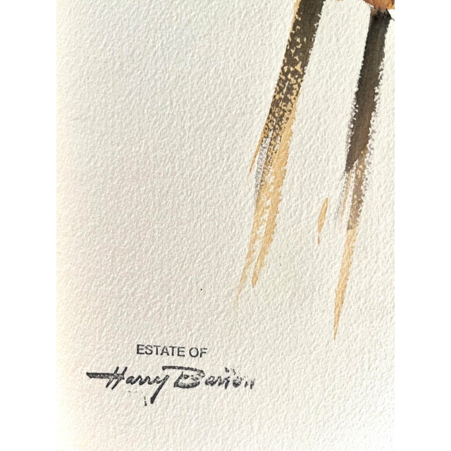 Vintage Watercolors Double Sided Seated Female Nude and Seated Male Nude by Harry Barton For Sale - Image 4 of 8