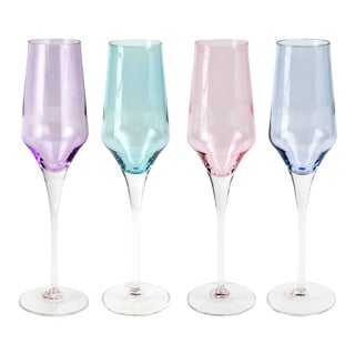 VIETRI Contessa Assorted Champagne Glasses - Set of 4 For Sale