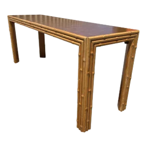 Vintage McGuire Style Bamboo and Burl Console Table