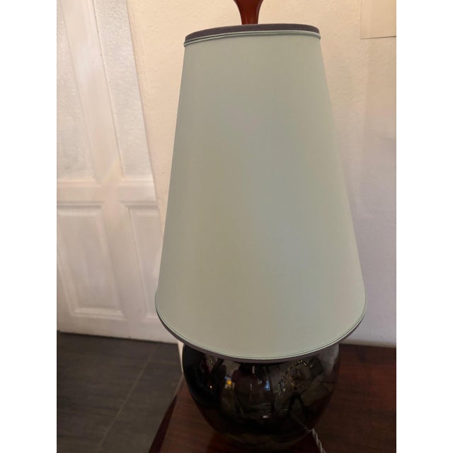 Teal Table Lamp with Lampshade, 1950s For Sale - Image 8 of 12