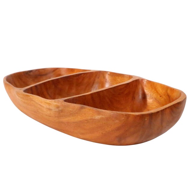 Wood Mid Century Organic Modern Carved Wood Serving Bowl C 1950/70's For Sale - Image 7 of 7