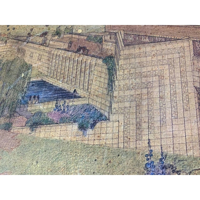 Mid-Century Modern Frank Lloyd Wright Lithograph "Kindergarten for Aline Barnsdall, La.." 1923 For Sale - Image 3 of 7