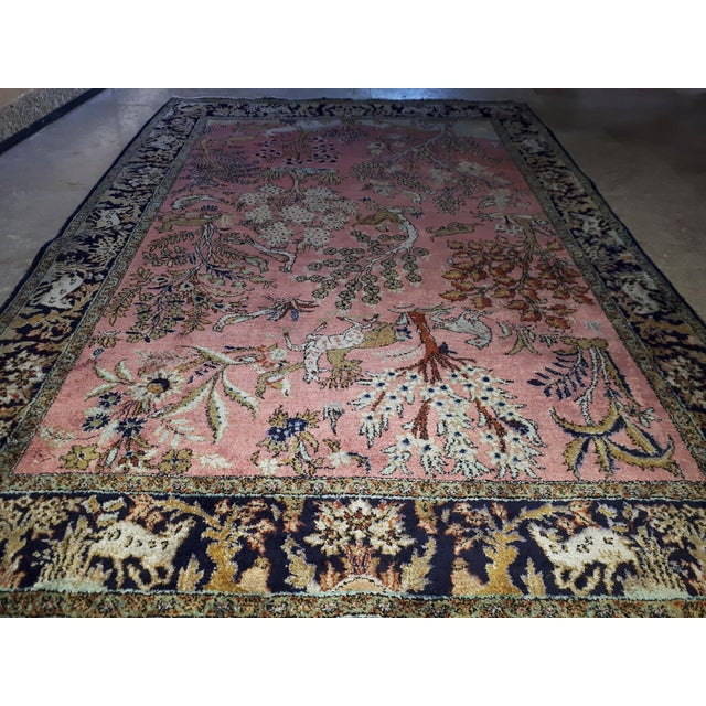 Hand-Knotted Silk Ghoum Rug, 1950s For Sale - Image 4 of 7