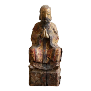 Antique Chinese Giltwood Temple Figure – Seated Deity / Dignitary (Ming to Qing Dynasty, 18th/19th Century)