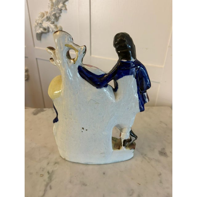 1900 - 1909 Antique Pottery Spill Vase Man and Woman Figure from Staffordshire, 1900 For Sale - Image 5 of 9