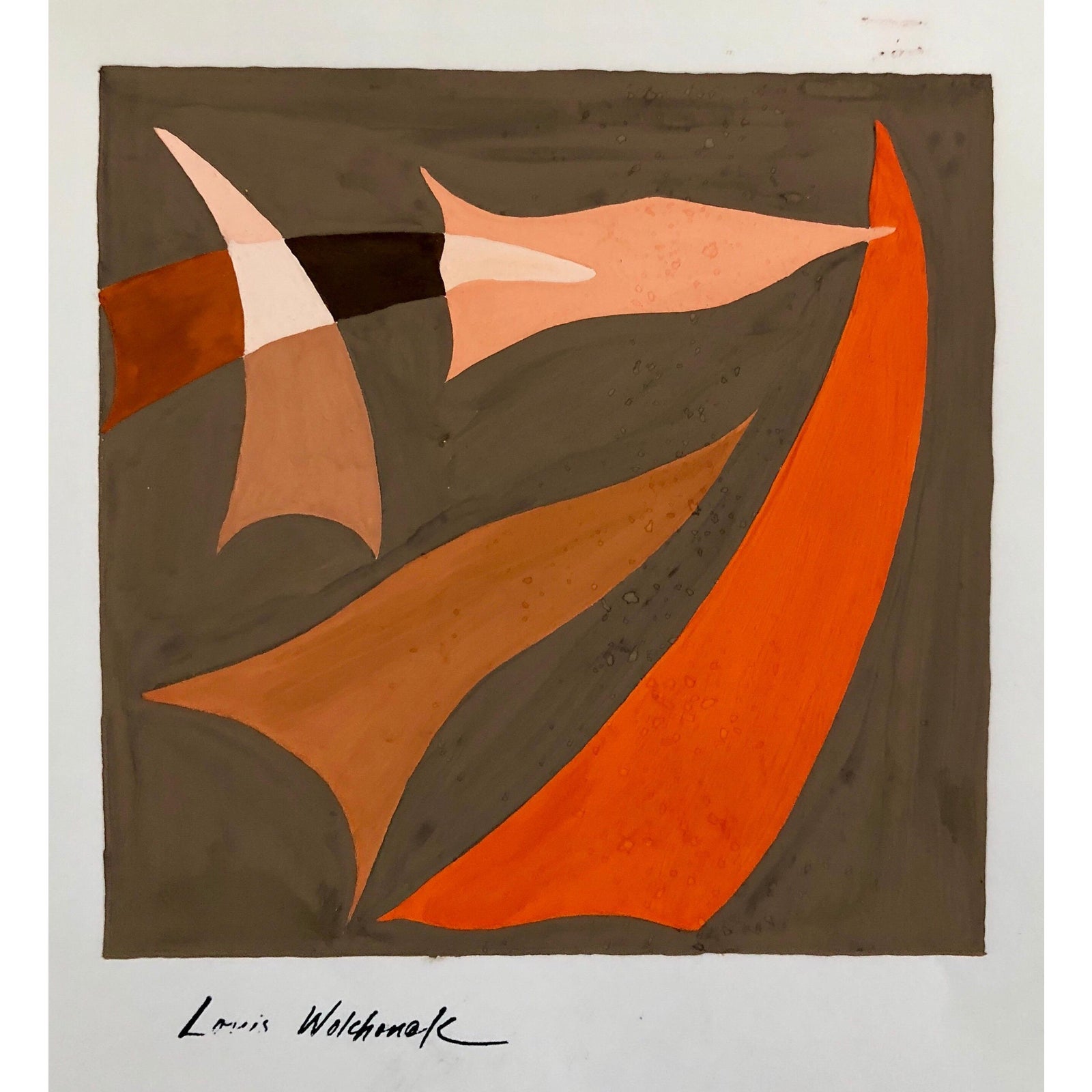 Louis Wolchonok, Abstract Expressionist Color Gouache Painting Mid ...