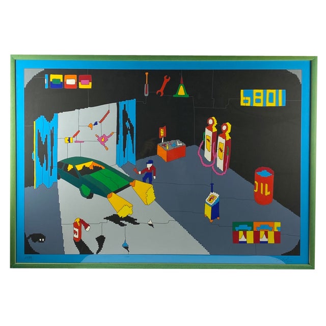 Ugo Nespolo, Garage, 1980s, Serigraph For Sale