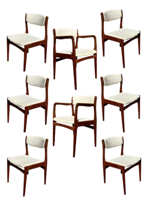 Vintage Scandinavian Modern Teak Dining Chairs - Set of 8