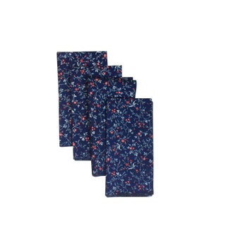 Floral Print Blue Dinner Napkins - Set of 4 For Sale