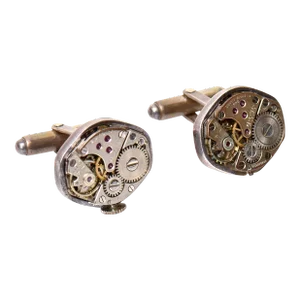 Vintage Sterling Silver Watch Part Cufflinks Pair of 80's