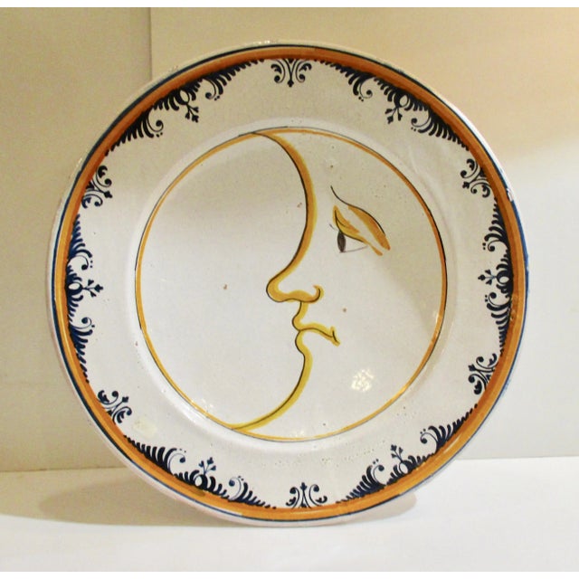 French Man in the Moon Faience Deep Dish Charger For Sale - Image 9 of 9