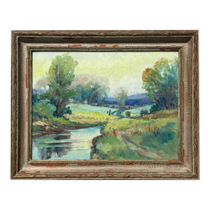 Vintage Boho Landscape Oil on Board