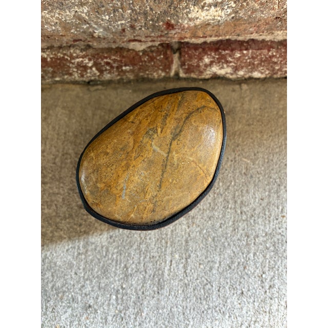 Vintage Leather Box With Stone Top For Sale - Image 9 of 12