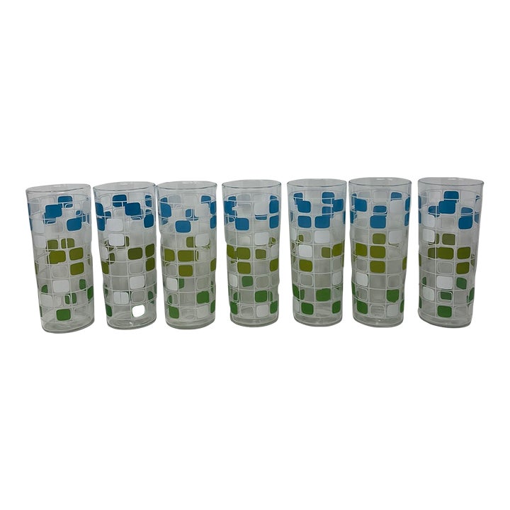 Vintage Geometric Tall Tumbler Glasses Set of 7 Chairish