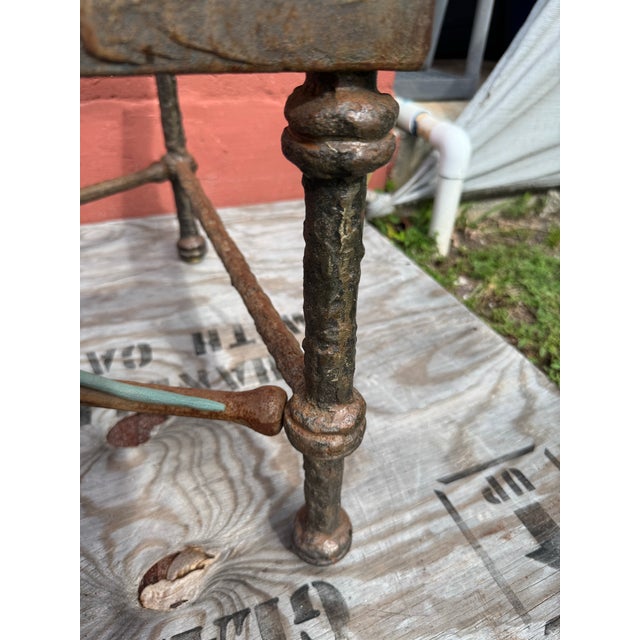 Mid 20th Century Vintage Solid Iron Steel With Bronze Snake Giacometti Style Brutalist Sculpture Coffee Table Base For Sale - Image 5 of 10