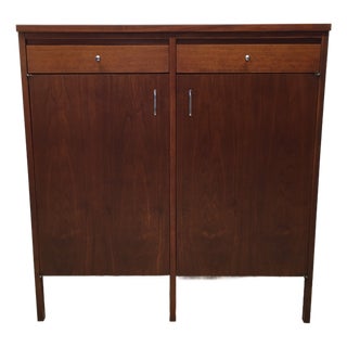 Mid 20th Century Lane Delineator Fitted Interior High Chest Designed by Paul McCobb in Walnut With Chrome Hardware For Sale