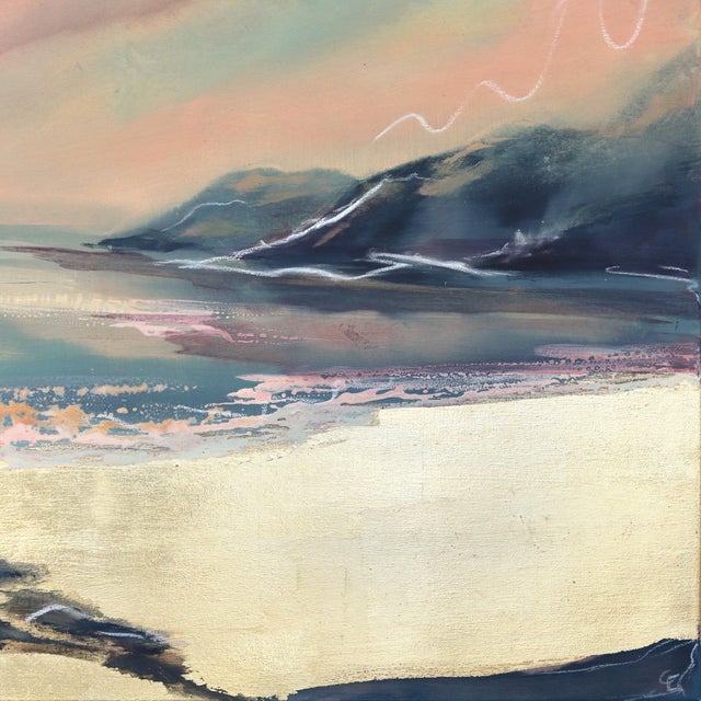 Whisper - Large Scale Pastel Tone Oceanscape Sunset Painting on Canvas Original Artwork by Charlotte Elizabeth For Sale - Image 4 of 9