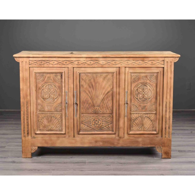 Art Deco Carved Oak French Art Deco Sideboard, Circa 1930s For Sale - Image 3 of 13