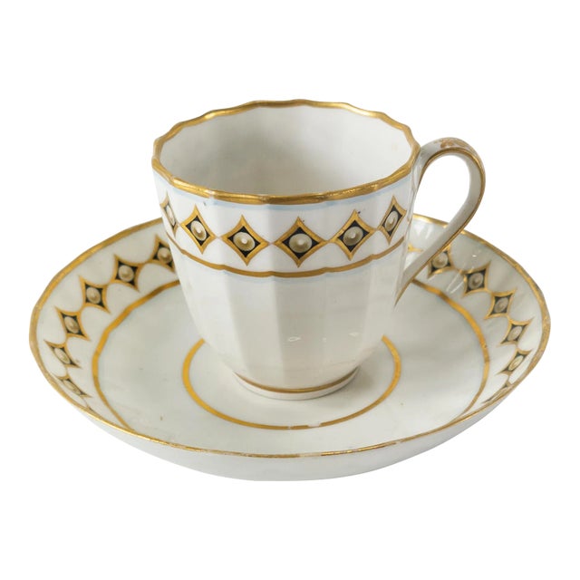 Antique Georgian English Royal Crown Derby Teacup and Saucer Set- 2 Pieces For Sale