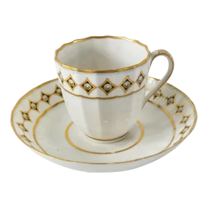Antique Georgian English Royal Crown Derby Teacup and Saucer Set- 2 Pieces