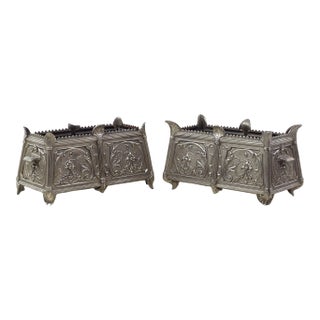 Louis Philippe French Ornate Cast Iron Planter Boxes - Pair For Sale