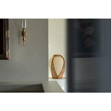 Large Vintage 1980s Rattan Wicker Wrapped Terracotta Pottery Vase For Sale In Minneapolis - Image 6 of 13