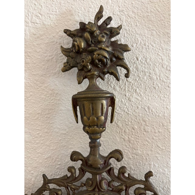 Vintage Mid Century Brass Baroque Angel Sconce For Sale - Image 4 of 7