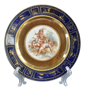 Putti Allegory with Raised Gold and Cobalt Border from Befos