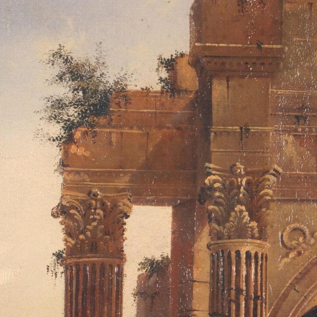 Landscape with Ruins, 1800s, Oil on Canvas, Framed For Sale - Image 7 of 12