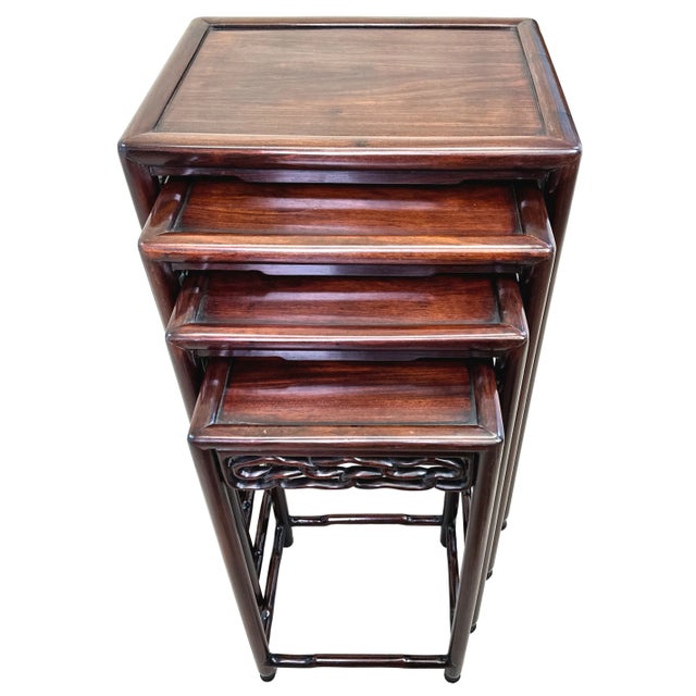 Oriental Hardwood Nesting Tables, 1870, Set of 4 For Sale - Image 6 of 12