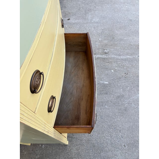 Painted Vintage Dresser | Cottage Style Chest of Drawers | Farmhouse Tall Dresser | Green Bedroom Storage | Shabby Chic Four Drawer Chest For Sale - Image 11 of 12