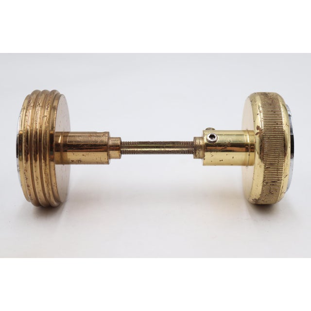 Modern Pair of Modern Polished Brass & Nickel Entry Door Knobs For Sale - Image 3 of 8