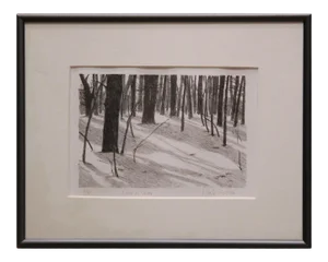 Mid 20th Century "Trees in Snow" Black and White Winter Landscape Lithograph 2/10