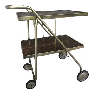 1960s Mid-Century Folding Coffee Tea Beverage Cart on Wheels For Sale