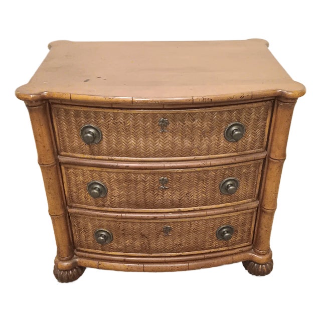Mid 20th Century Tommy Bahama Lexington Home Bamboo and Wicker Side Table/Nightstand For Sale