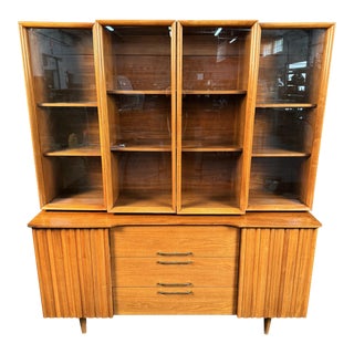 Mid 20th Century United Walnut Buffet and Hutch For Sale