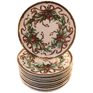 Tiffany Garland Service Dinner Plates - Set of 14 For Sale