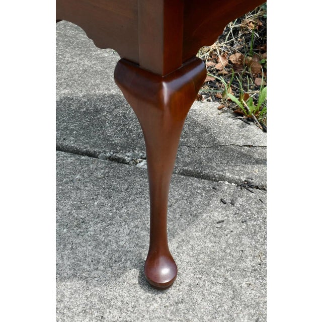 Knob Creek Cherry Oval End Table Vintage Queen Anne Side Drawer 1980s Accent For Sale - Image 12 of 14