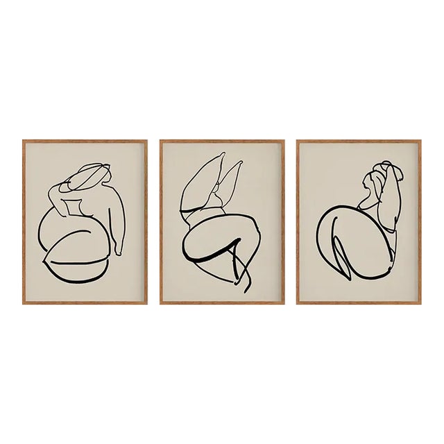 Framed Female Drawing Giclee Prints - Set of 3 For Sale