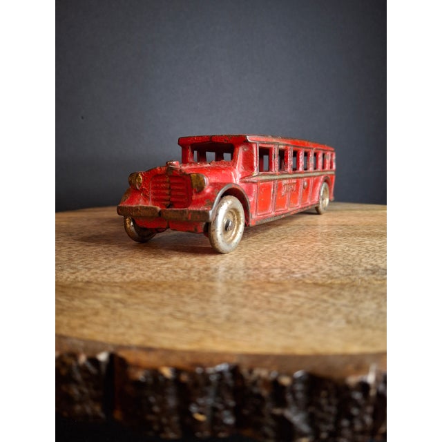 Antique Arcade Cast Iron Fageol Safety Bus 8" Red Vintage Toy Car Vehicle 1920s For Sale - Image 4 of 18