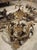 Set of Four Vintage French 3-Arm Iron and Tole Sconces, Distressed Gilt Finish For Sale - Image 9 of 18