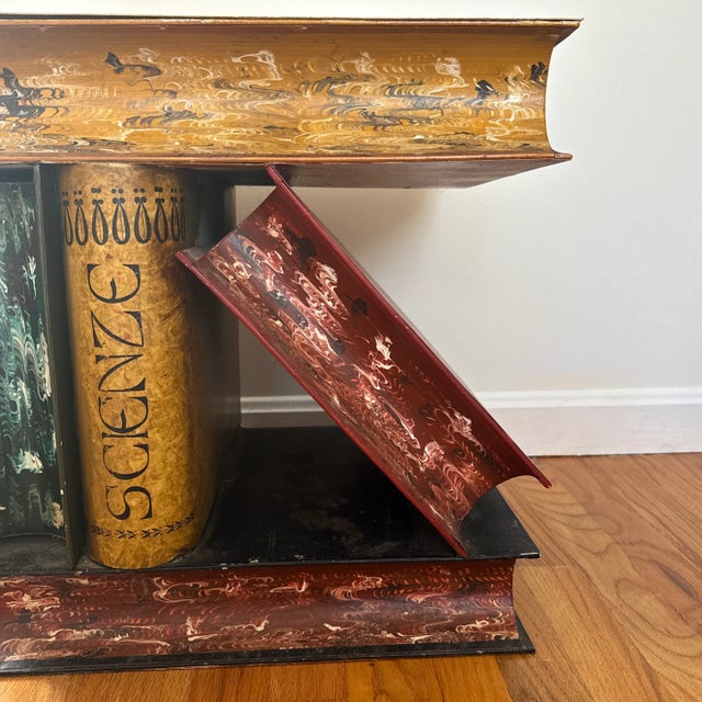Midcentury Italian Tole Book Stack Table For Sale - Image 9 of 12