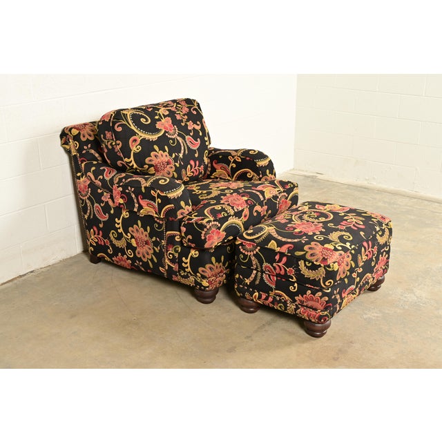 Smith Brothers of Berne Contemporary Lounge Chair and Ottoman in Paisley Upholstery For Sale - Image 14 of 14
