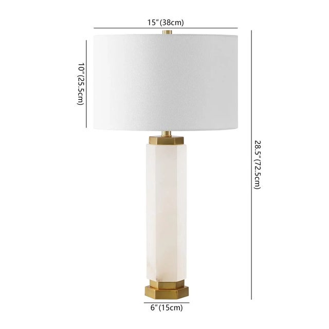 Safavieh Lynsey Alabaster Table Lamp in Gold/White For Sale - Image 4 of 4