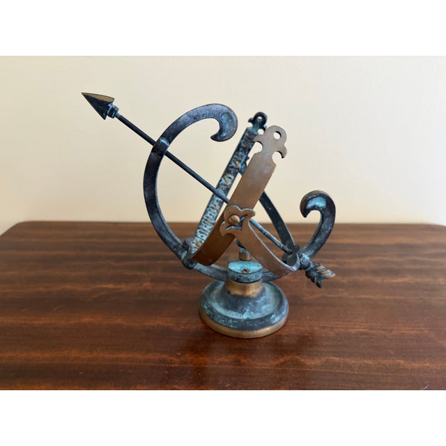 Vintage English Country Brass & Verdigris Armillary Sundial For Sale - Image 10 of 11