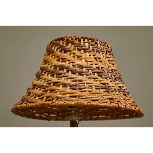 Wood French Rooster Table Lamp in Brass and Rattan from Le Coq dOr, 1960s For Sale - Image 7 of 14